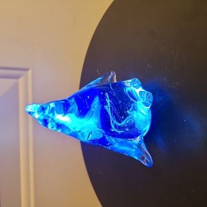 Beautiful Hand Blown Aqua Glass Penguin 3.75"